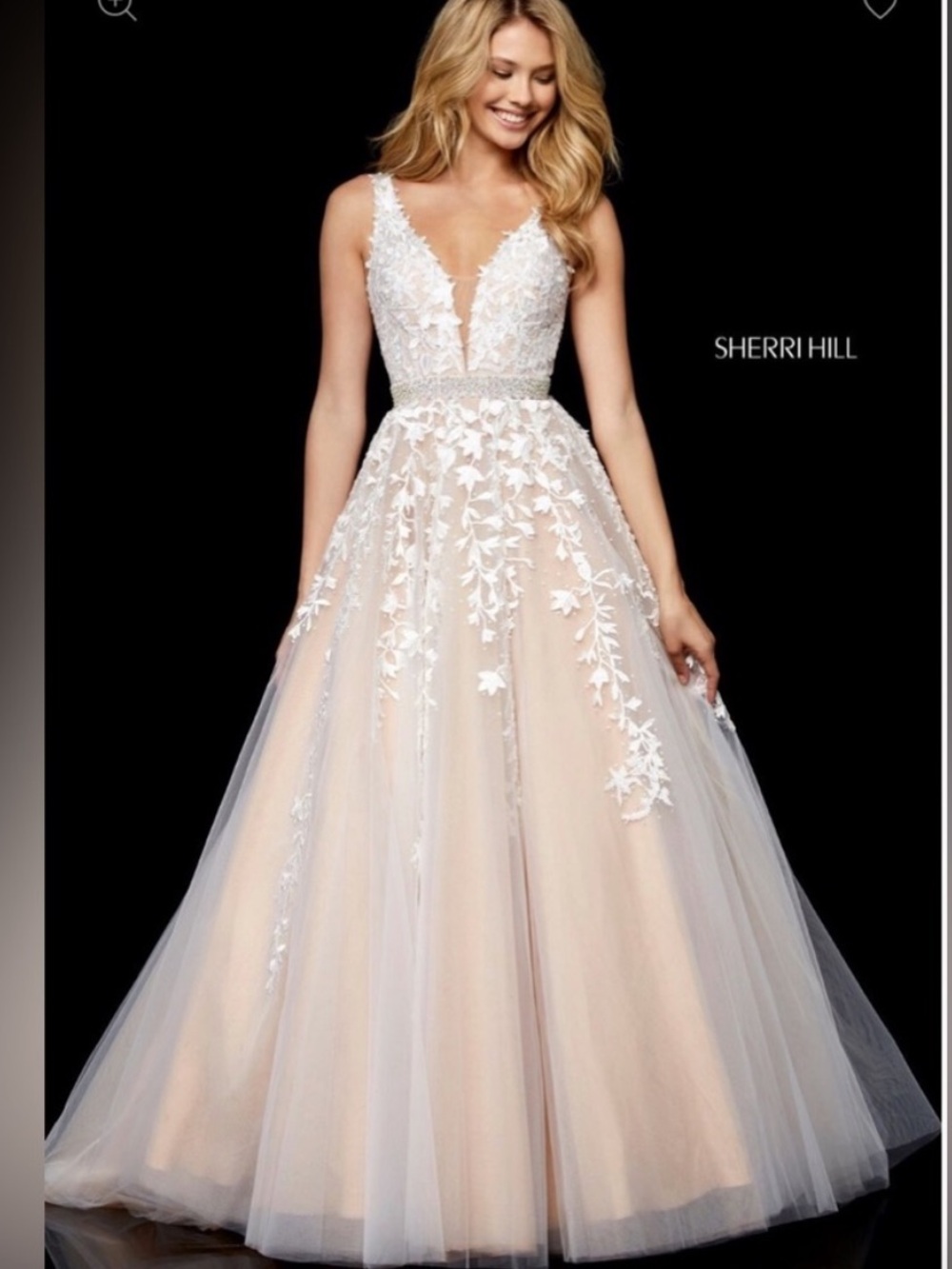 Sherri Hill Ball Gown Lace Dress #11335 size 6 NWT Ivory/Nude